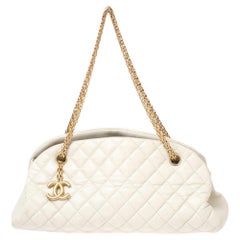 Chanel White Quilted Leather Just Mademoiselle Bowling Bag