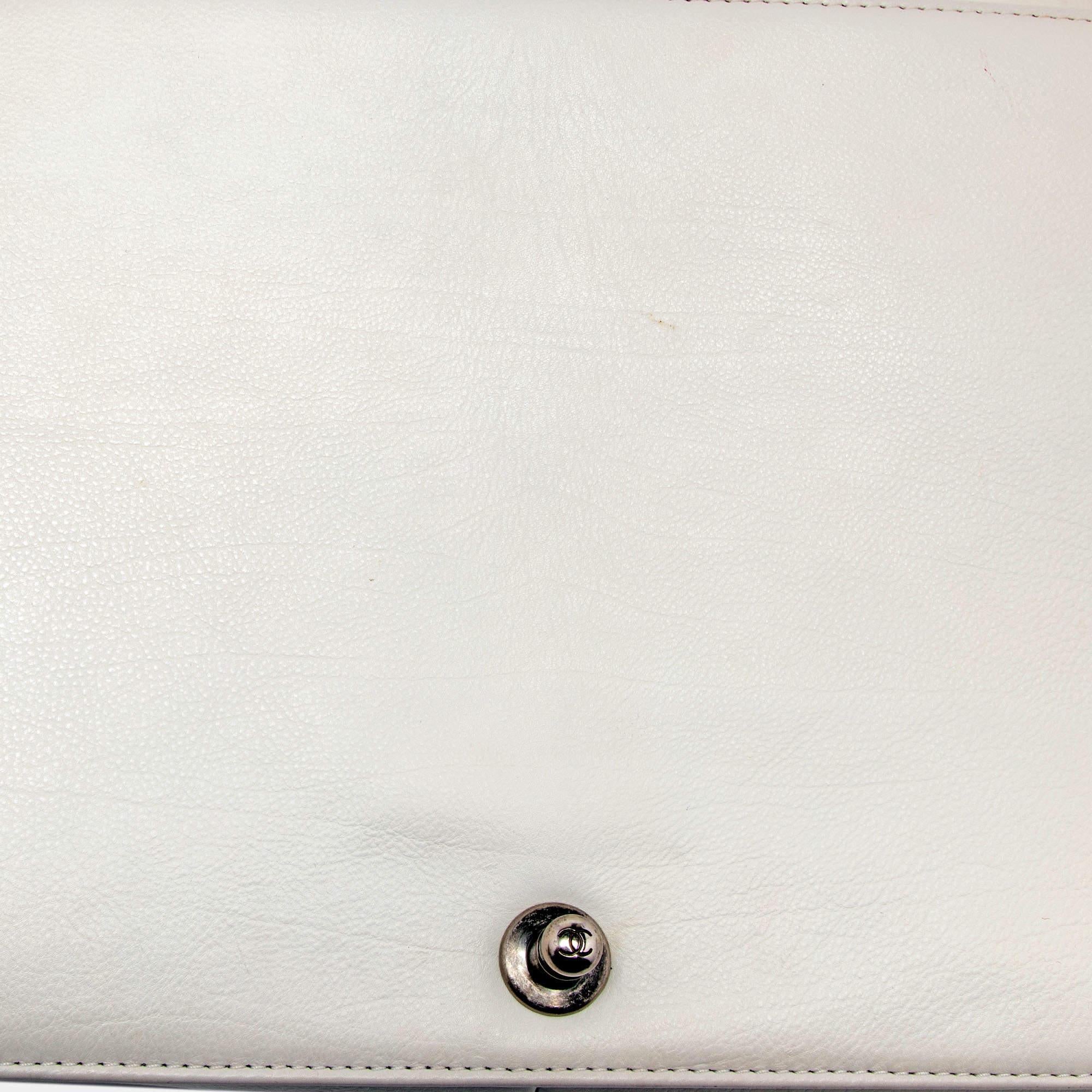 Chanel White Quilted Leather Large Wild Stitch Boy Bag 10