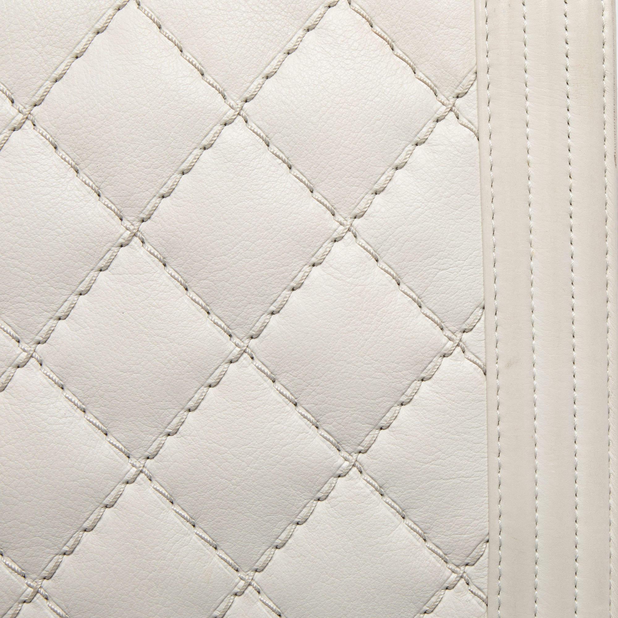 Women's Chanel White Quilted Leather Large Wild Stitch Boy Bag