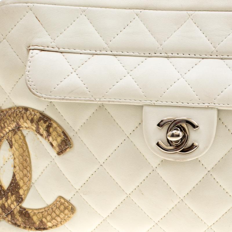 Chanel White Quilted Leather Ligne Cambon Camera Shoulder Bag 5