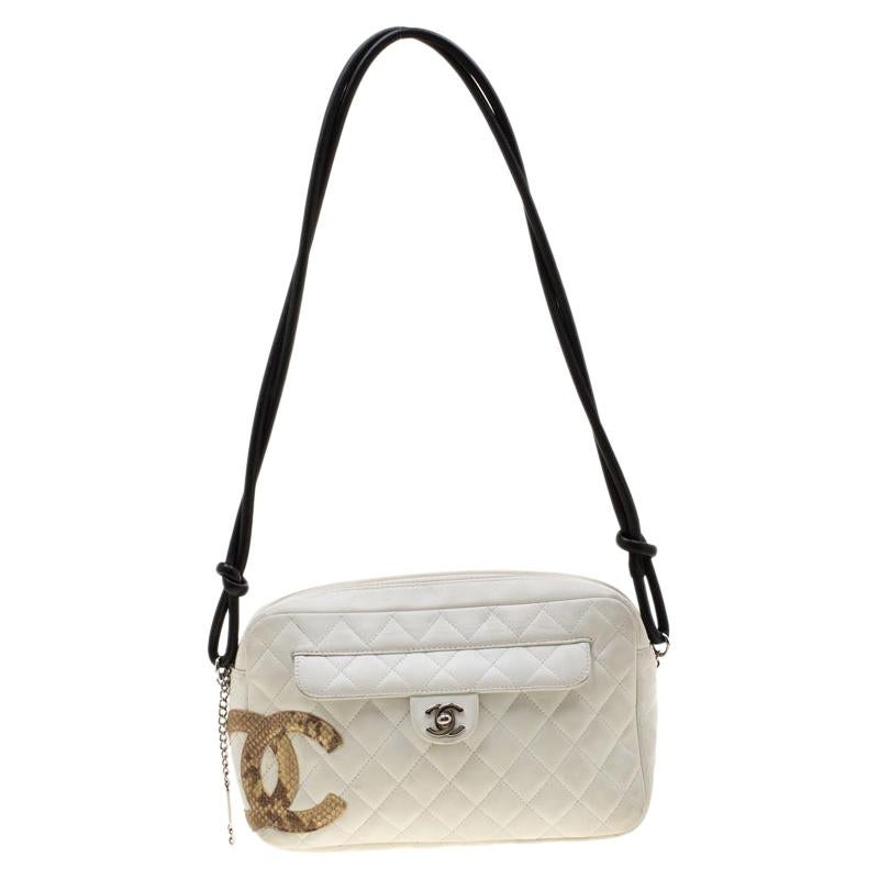 Chanel White Quilted Leather Ligne Cambon Camera Shoulder Bag