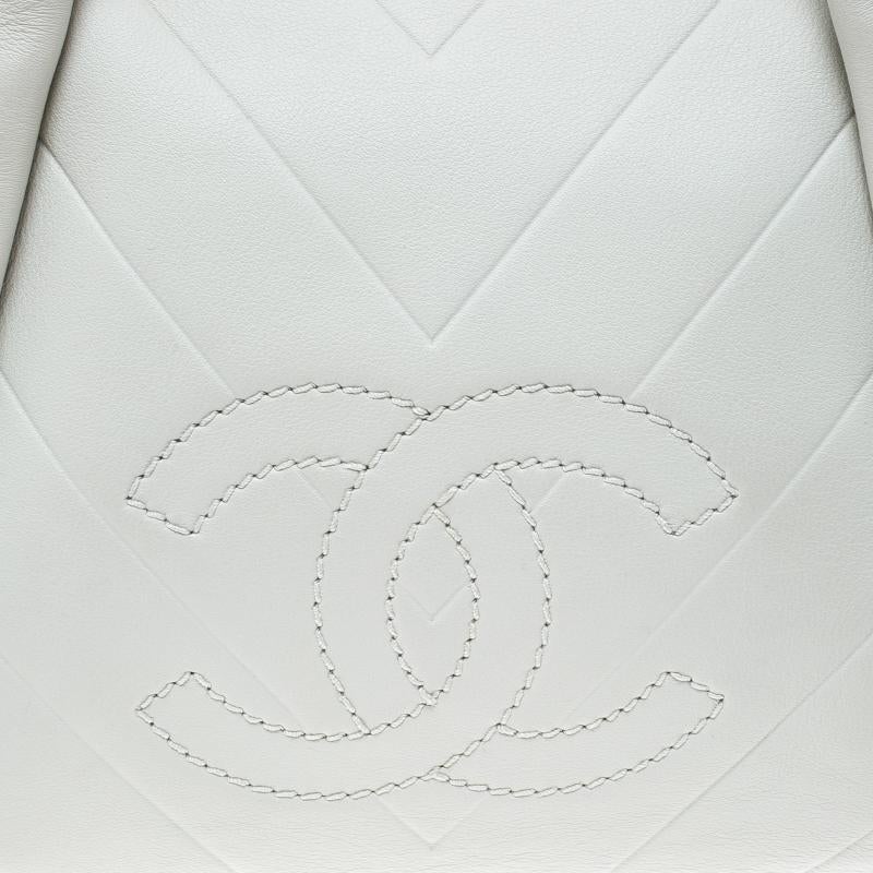 Chanel White Quilted Leather Satchel 6
