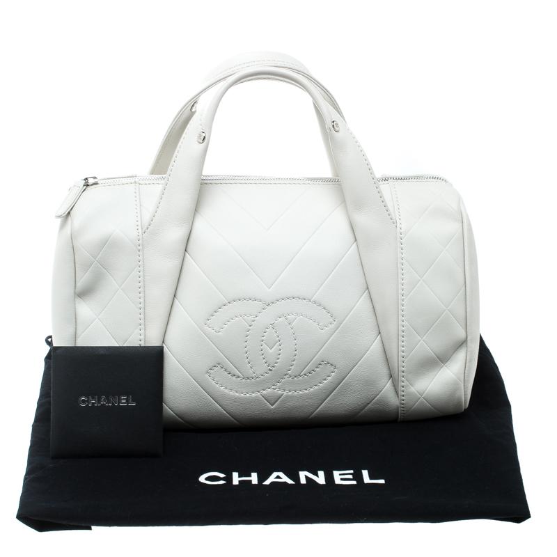Chanel White Quilted Leather Satchel 7