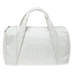 Chanel White Quilted Leather Satchel
