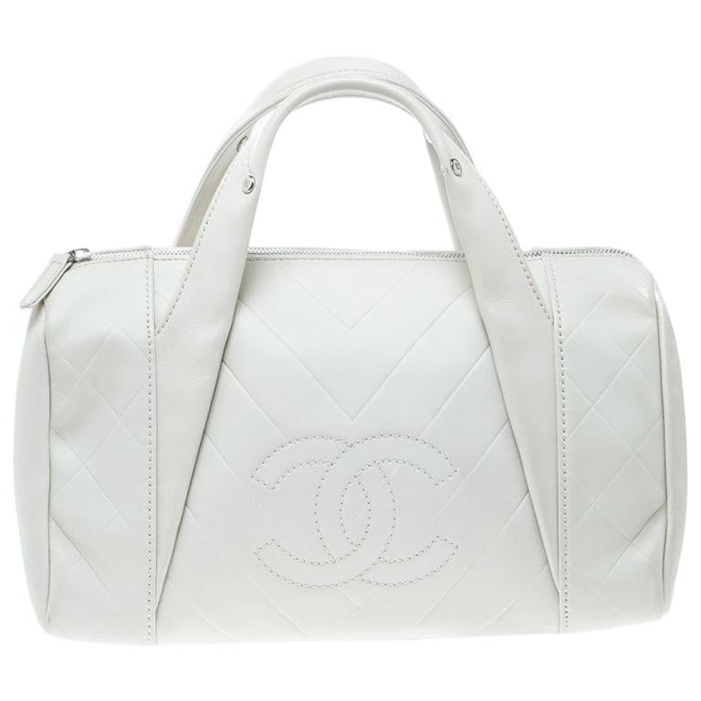 Chanel White Quilted Leather Satchel