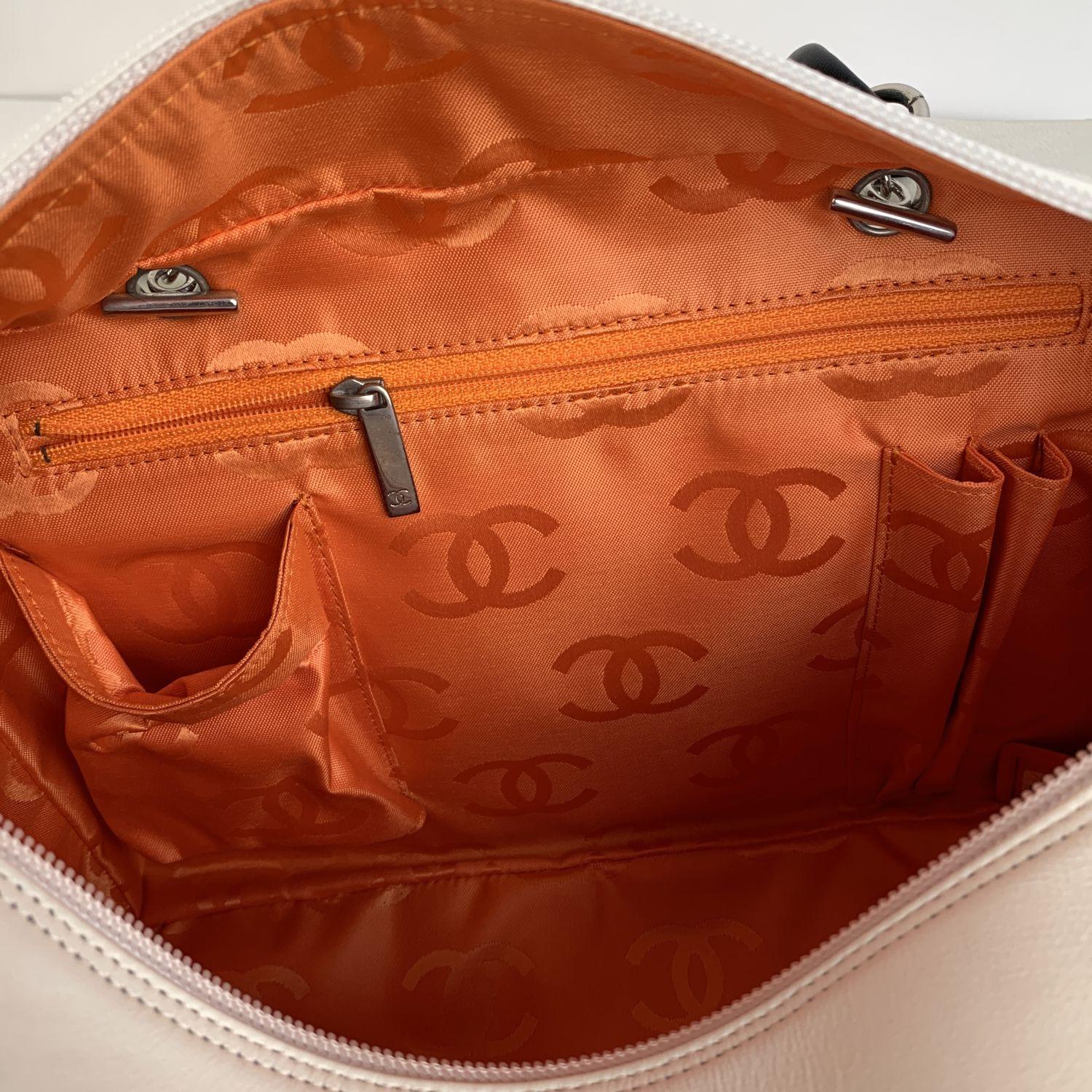 Chanel White Quilted Leather Snake CC Cambon Ligne Reporter Bag 3