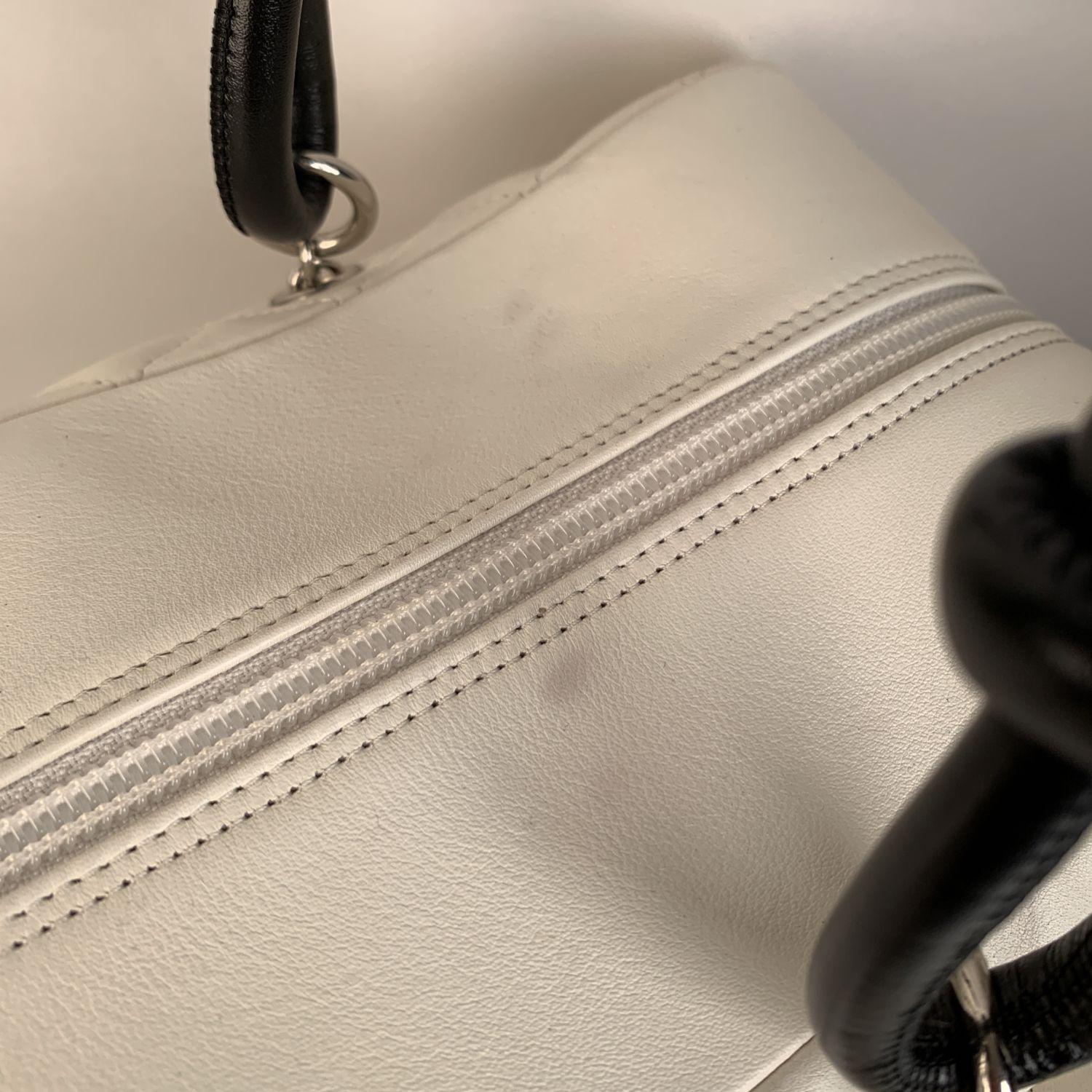 Chanel White Quilted Leather Snake CC Cambon Ligne Reporter Bag In Excellent Condition In Rome, Rome