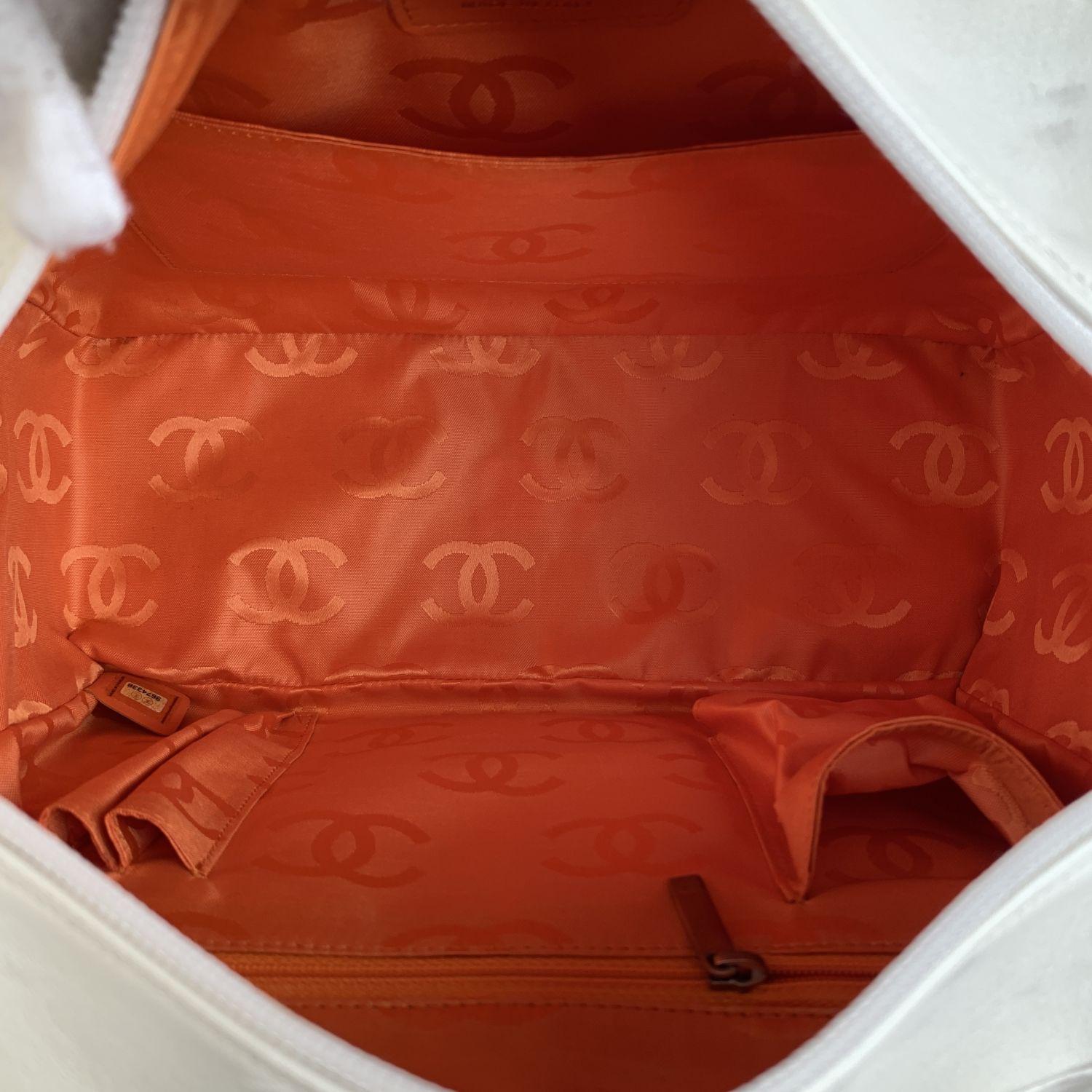Chanel White Quilted Leather Snake CC Cambon Ligne Reporter Bag 2