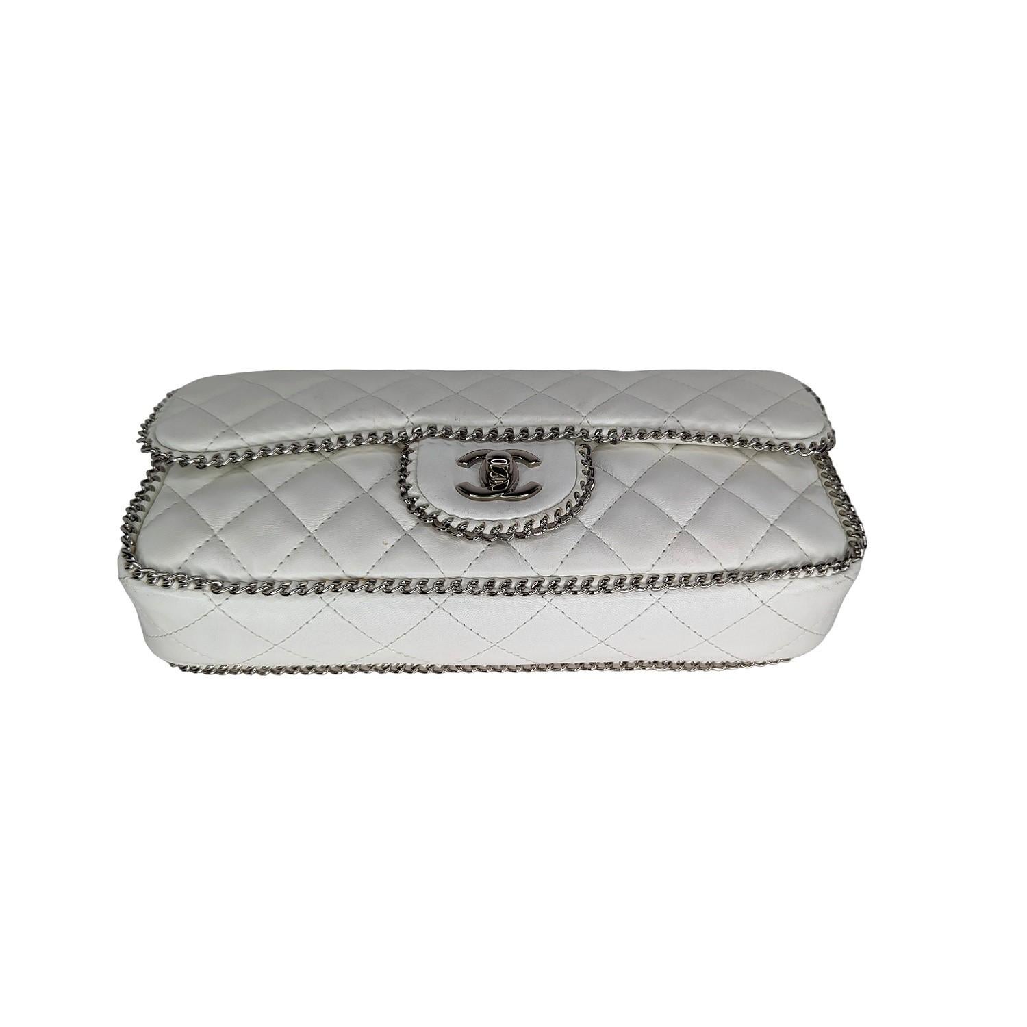 Chanel White Quilted Madison East-West Chain Flap 1