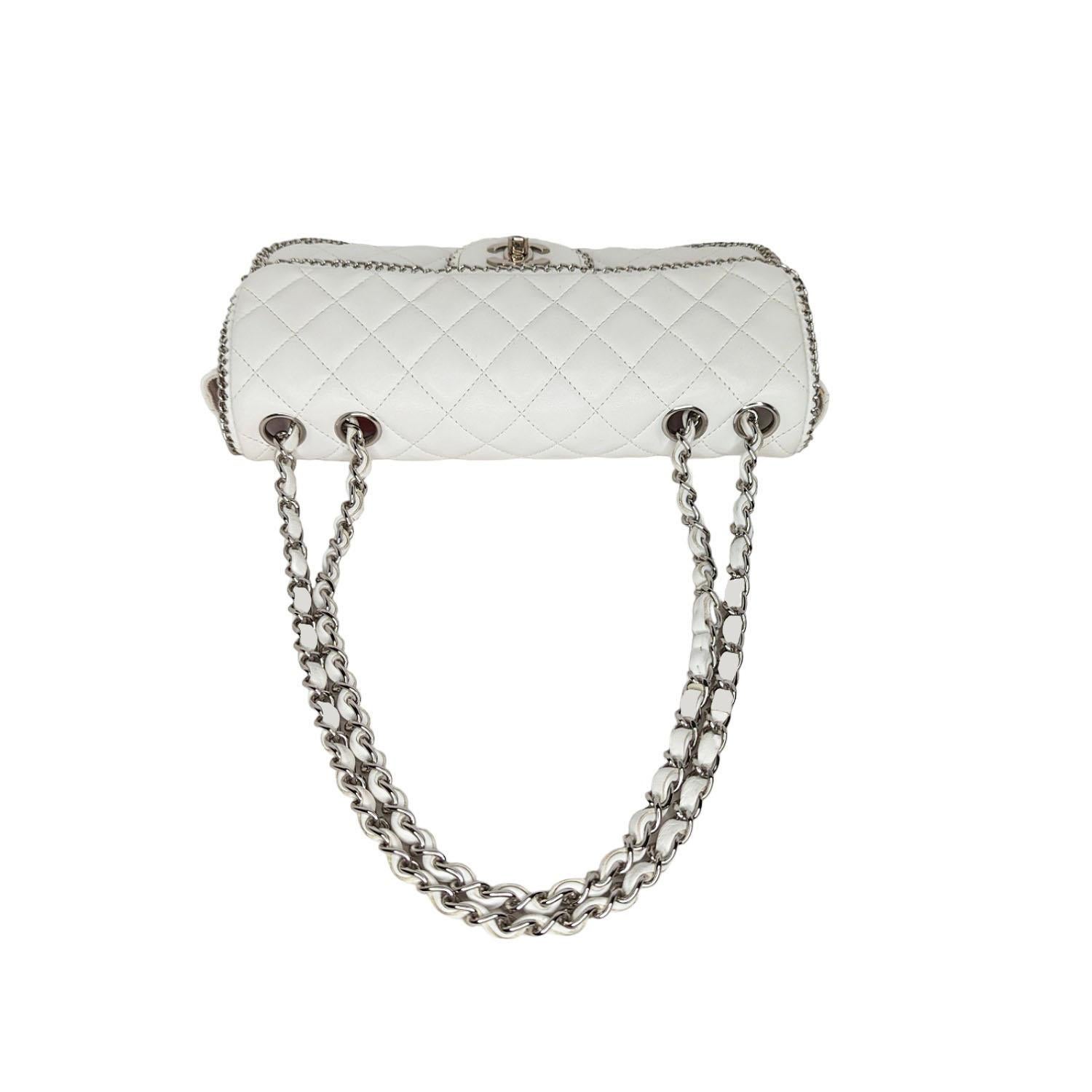 Chanel White Quilted Madison East-West Chain Flap 2