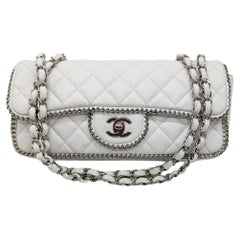 Chanel White Quilted Madison East-West Chain Flap