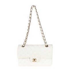 Chanel White Quilted Small Classic Double Flap Bag