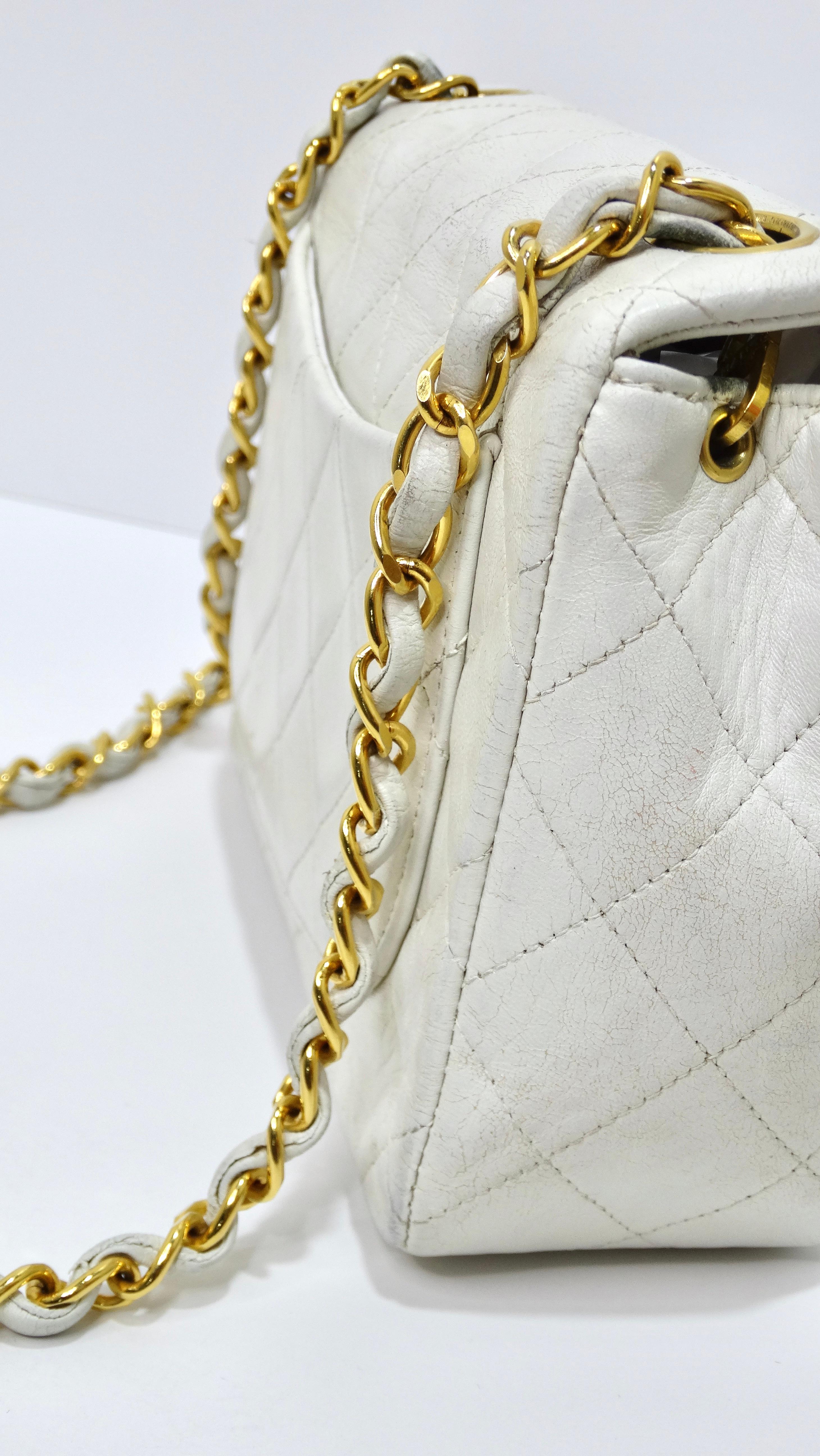 Chanel White Quilted Square Mini Flap Bag 8