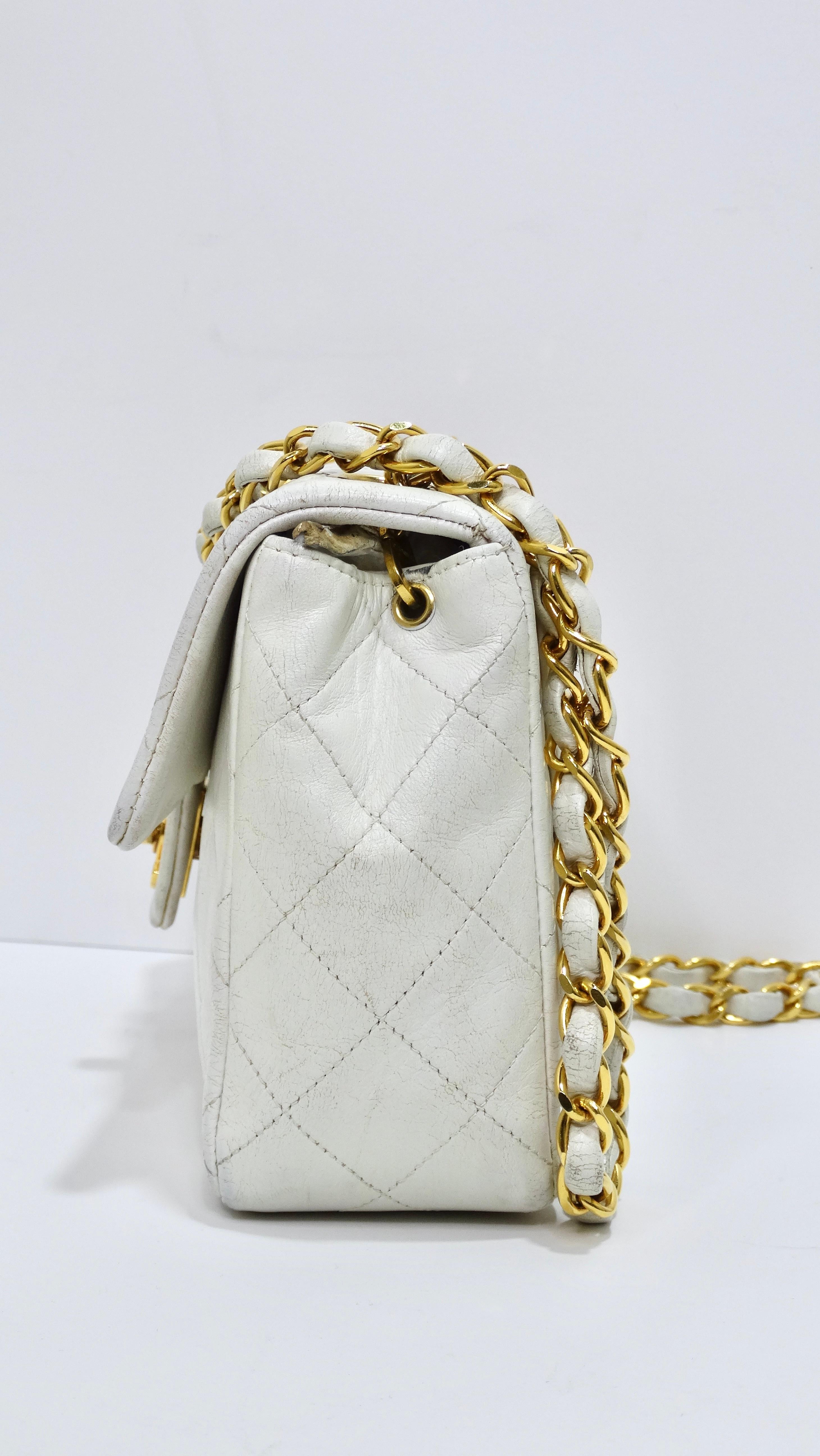 Chanel White Quilted Square Mini Flap Bag In Good Condition In Scottsdale, AZ