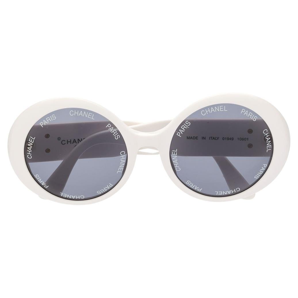 Chanel White Rare 1993 Spring Summer Runway Vintage Sunglasses For Sale