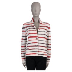 CHANEL white red blue cashmere 20S STRIPED KNIT Jacket 38 S