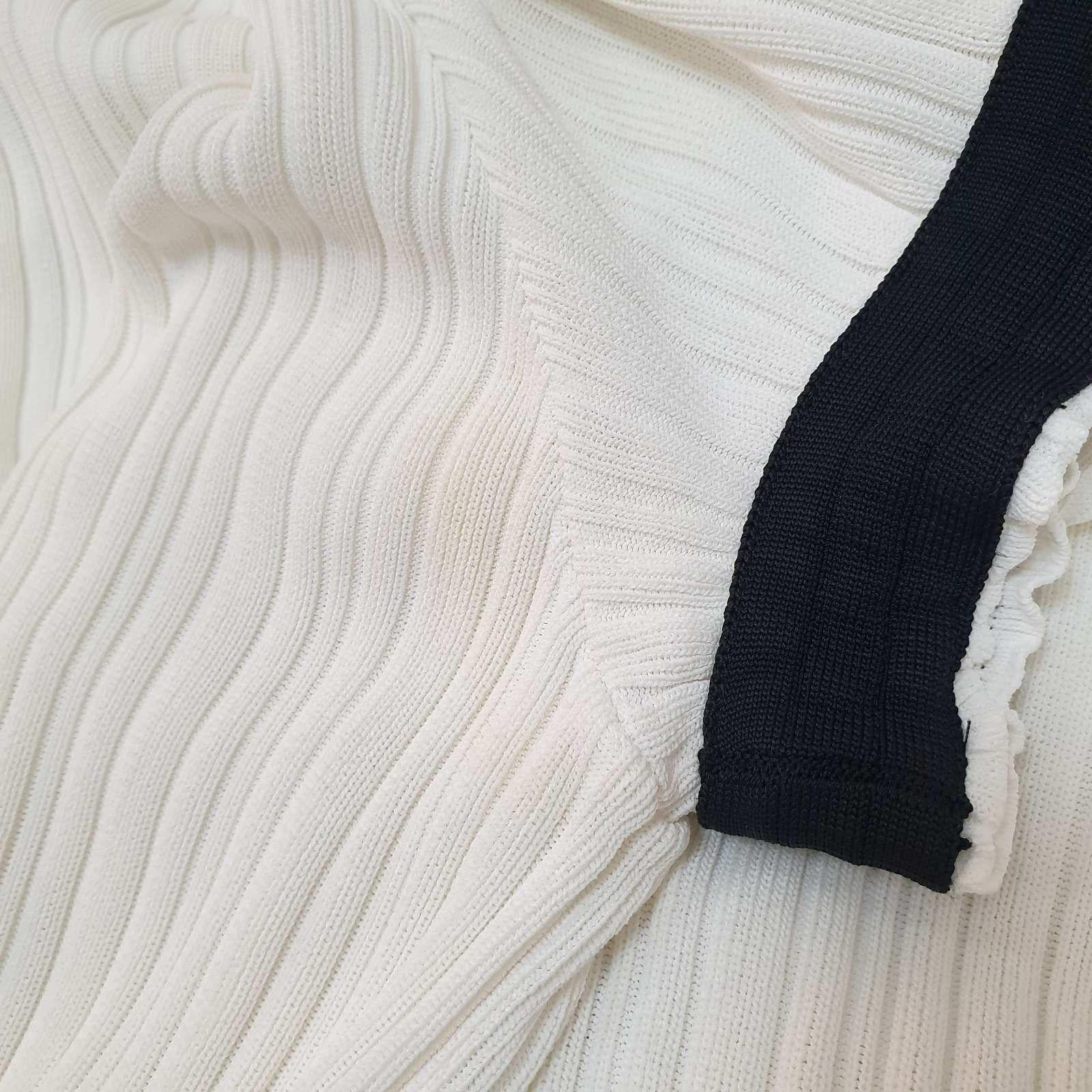 Chanel White Rib Knit Contrast Trim Detail Mini Dress 5