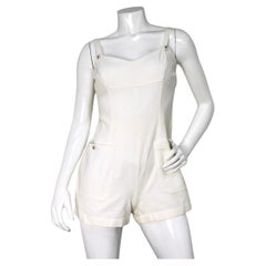 Chanel White Romper With Interlocking CC Logo Buttons 
Pockets circa 1997