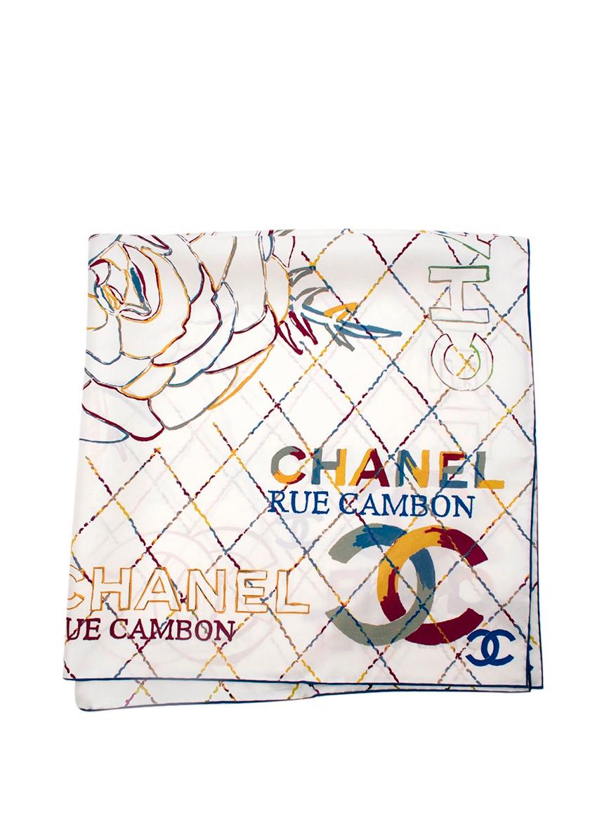 white square letter pattern silk scarf