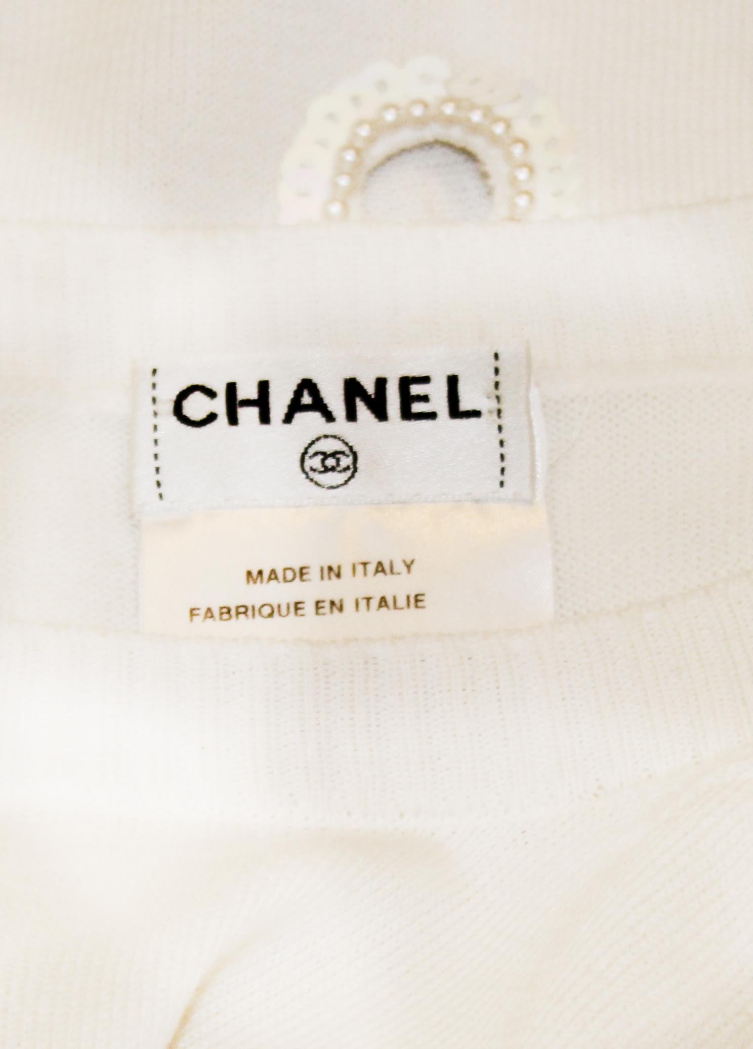 Chanel White Round Neckline Short Sleeve Top 2008  Spring Collection 2