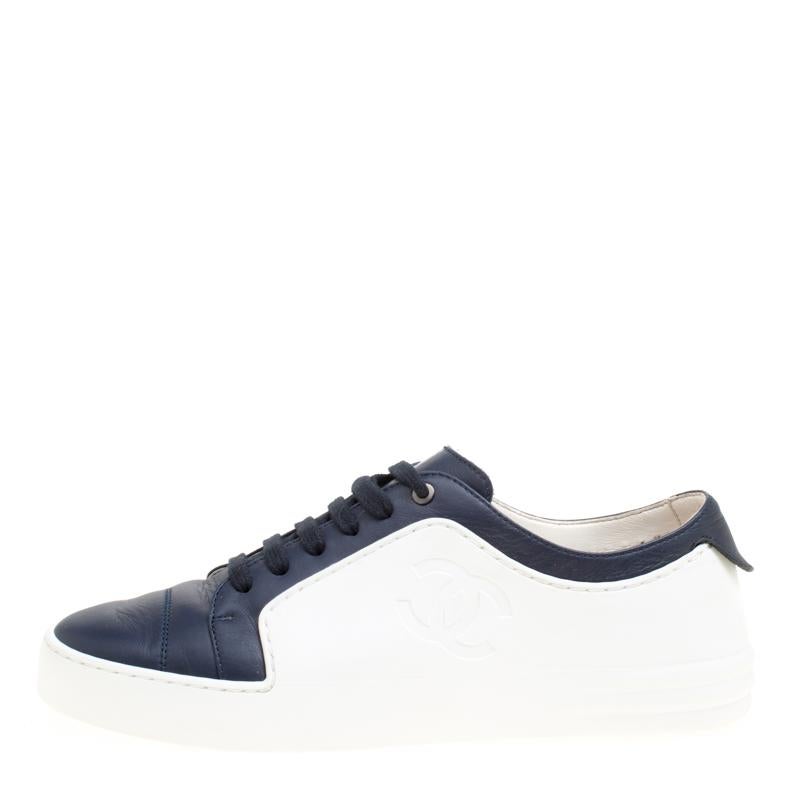 chanel sneakers navy blue