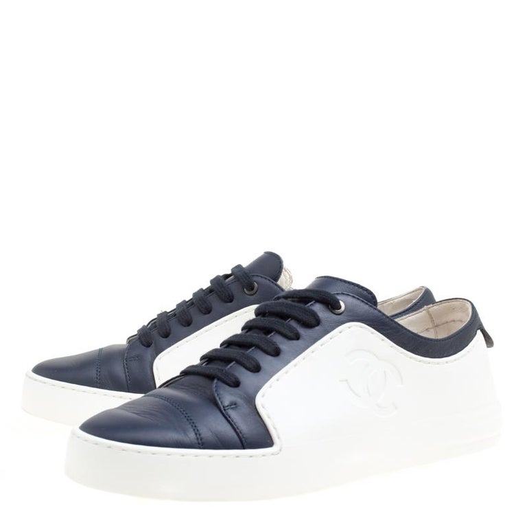 Chanel 25 High Sneaker Light Blue White Cowhide Denim Frabic 469780