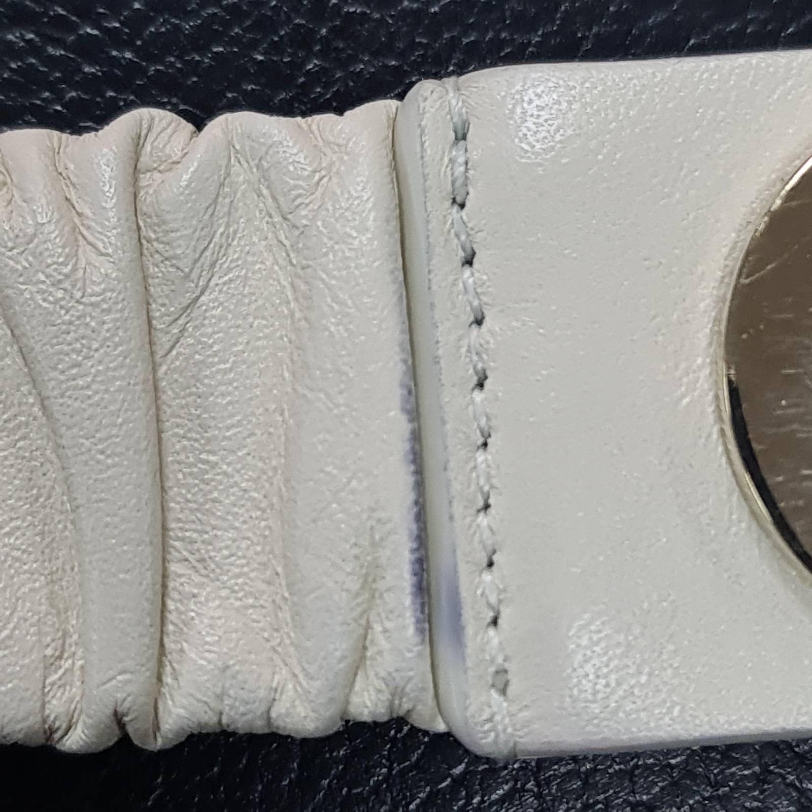 Chanel White Ruched Leather Belt For Sale 1