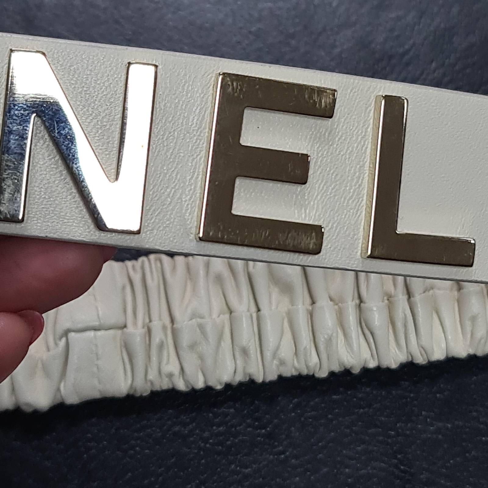Chanel White Ruched Leather Belt For Sale 2