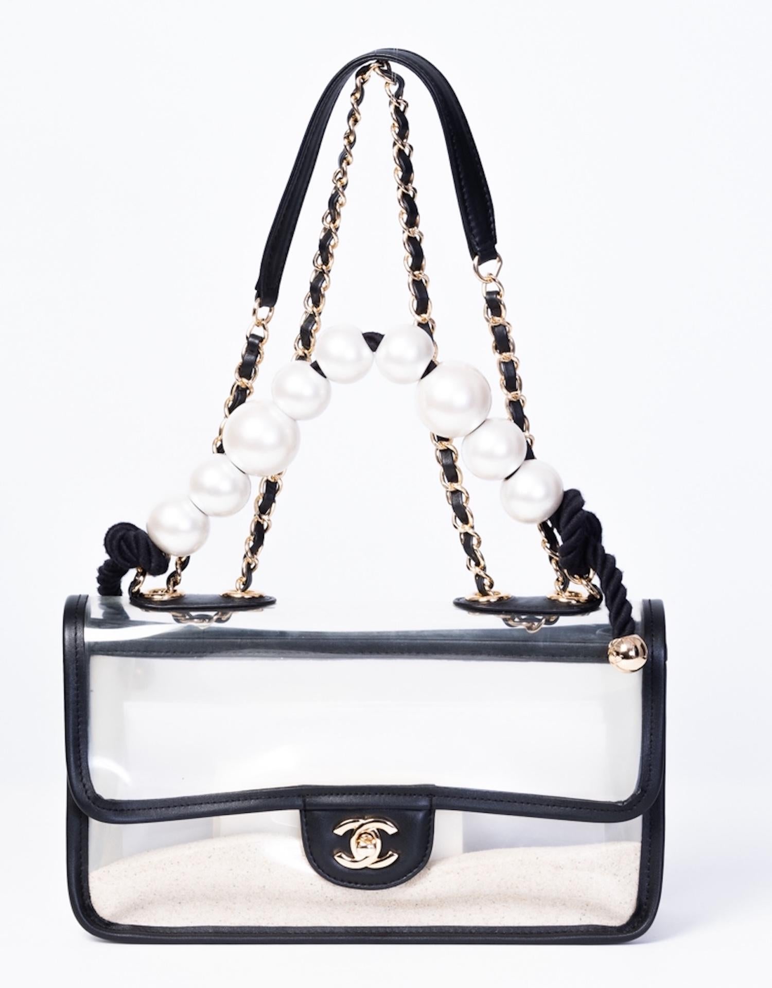 Gray Chanel White Sand PVC By The Sea Flap Bag As Is For Sale