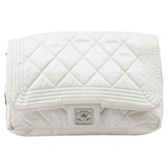 Chanel White Satin Sport Line Flap Backpack