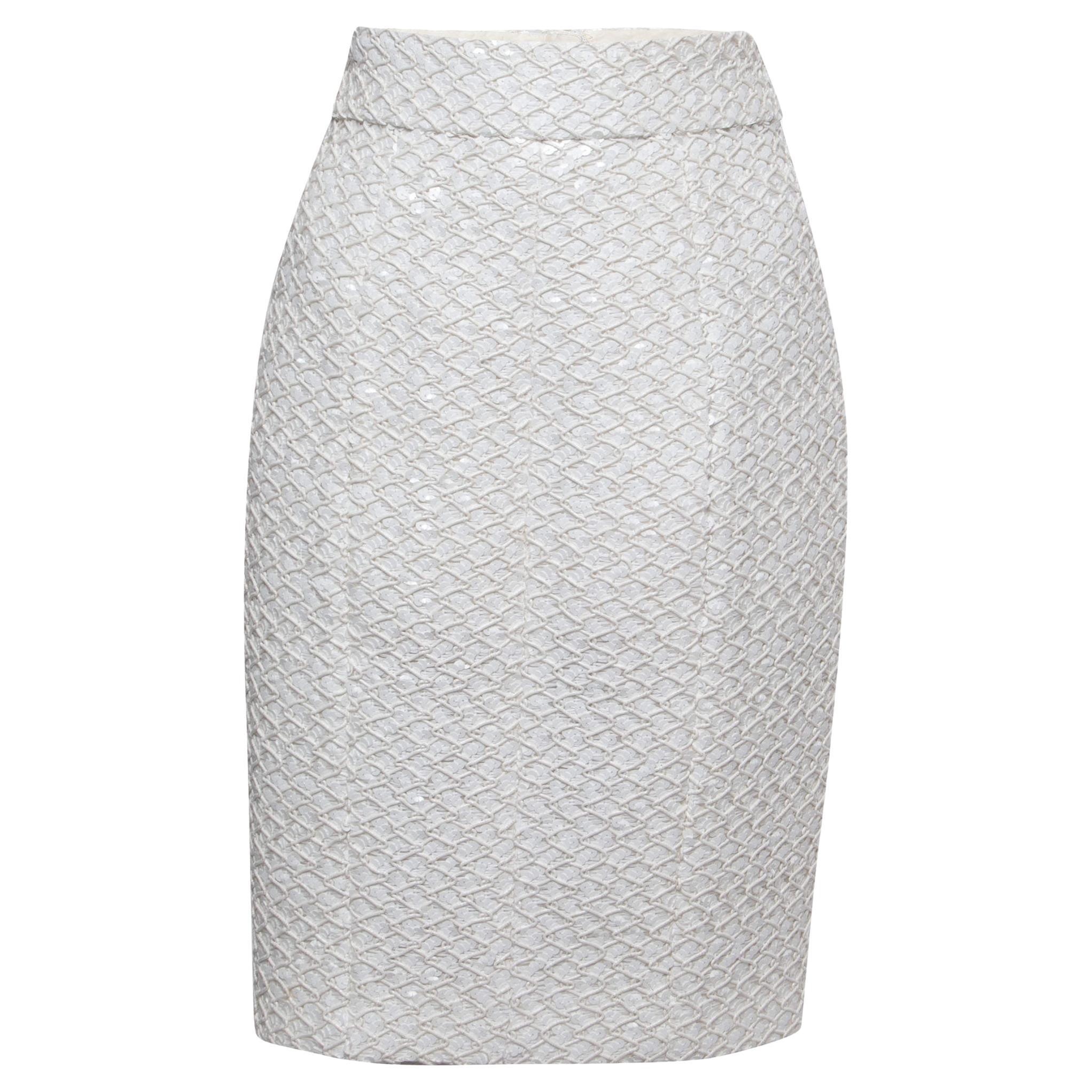 Chanel White Sequined Pencil Skirt M For Sale