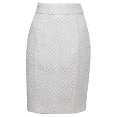Chanel White Sequined Pencil Skirt M