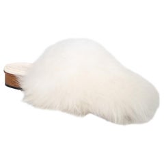 Chanel White Shearling Mules Size IT 38