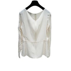 Chanel White Silk Long Sleeve Blouse Sz.38