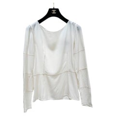 Chanel White Silk Long Sleeve Blouse Sz.38