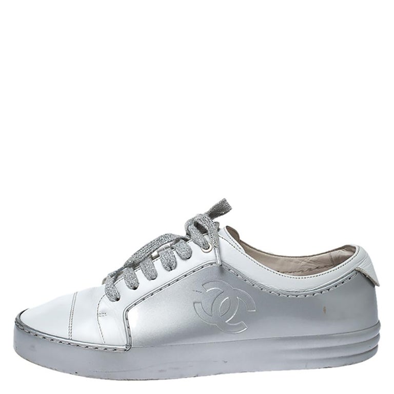 Chanel Gold And Silver Sneakers Sz 38