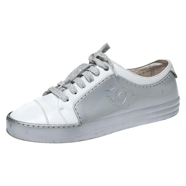 chanel sneakers white and silver