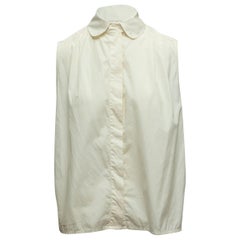 Chanel White Sleeveless Collared Top