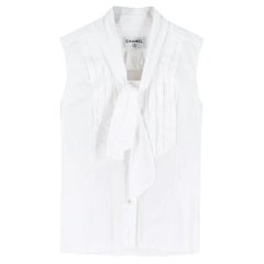 Chanel White Sleeveless Shirt Top -  Size Small