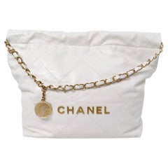 Borsa Hobo in pelle di vitello lucida Chanel White Small 22