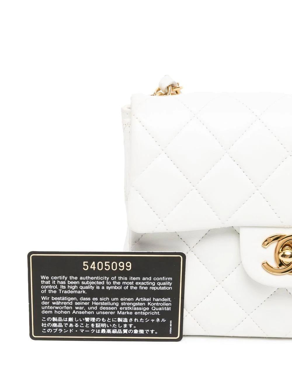 Chanel White Square Mini Flap Bag  In Excellent Condition In London, GB