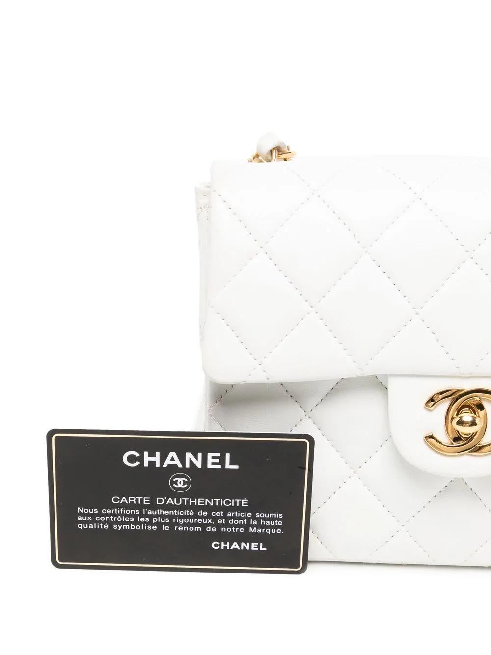 Women's Chanel White Square Mini Flap Bag 