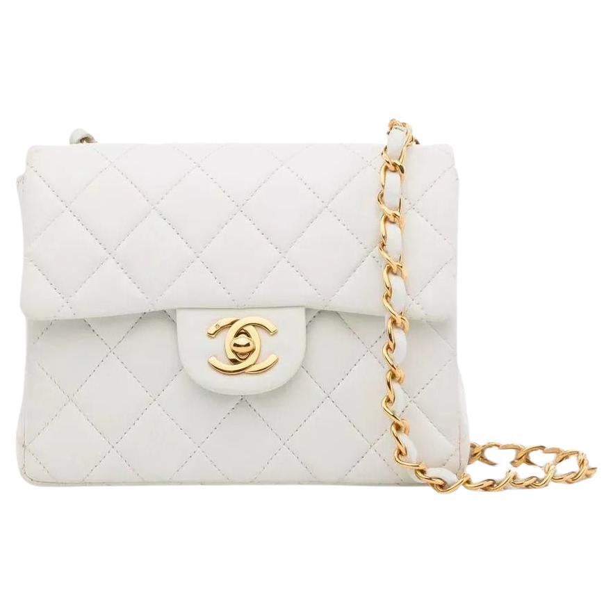 Chanel White Square Mini Flap Bag at 1stDibs