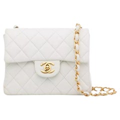 Retro Chanel White Square Mini Flap Bag 