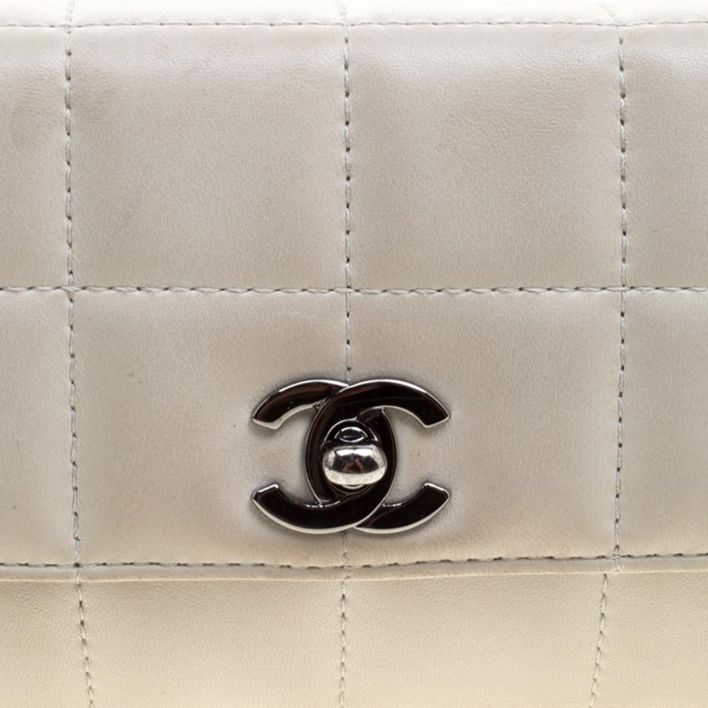 Chanel White Square Quilted Leather East West Baguette Flap Bag 1