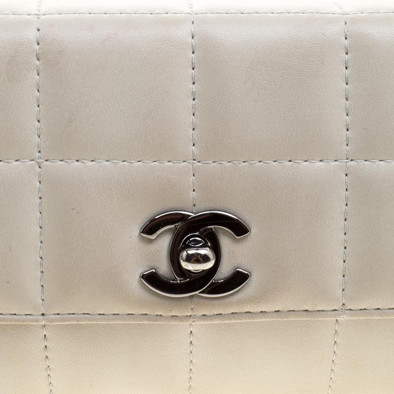 Chanel White Square Quilted Leather East West Baguette Flap Bag 2