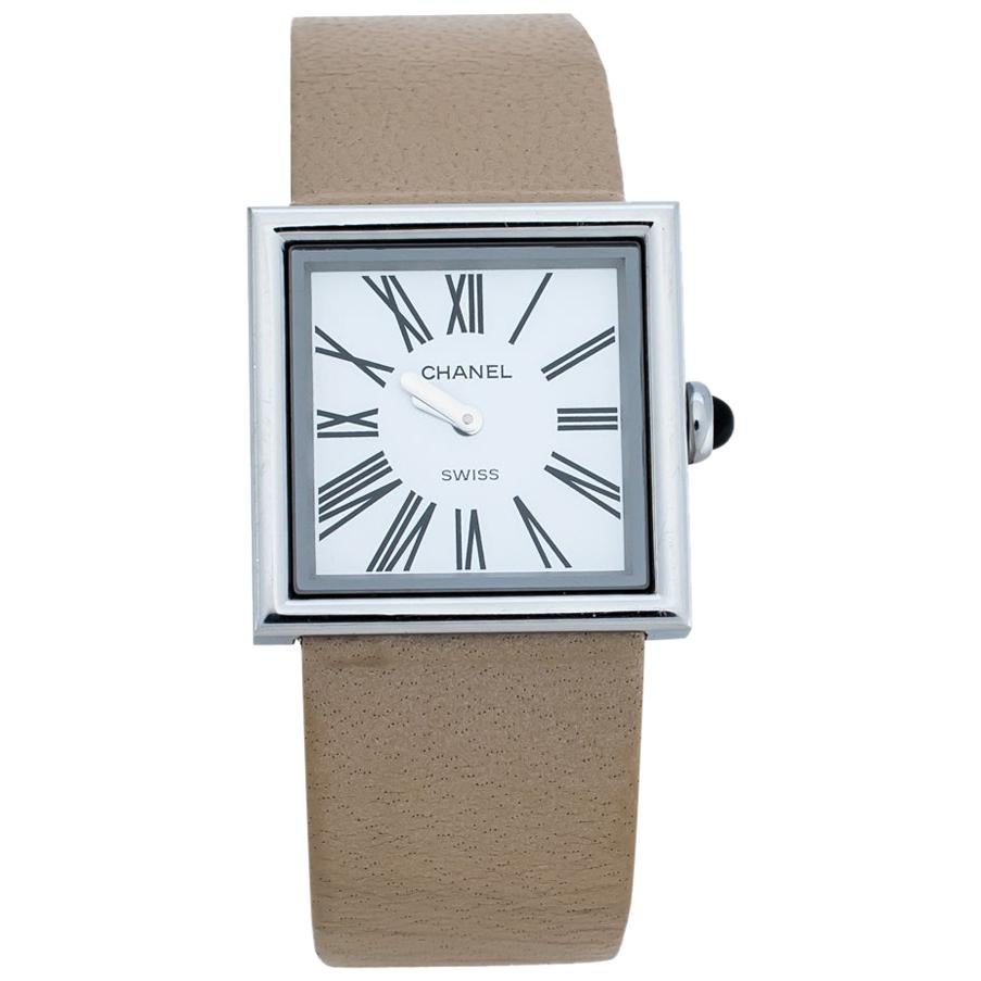 Chanel White Stainless Steel Mademoiselle Women's Wristwatch 22 mm
