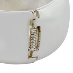 Chanel White Sterling Silver Crossover Hinged Bangle Bracelet