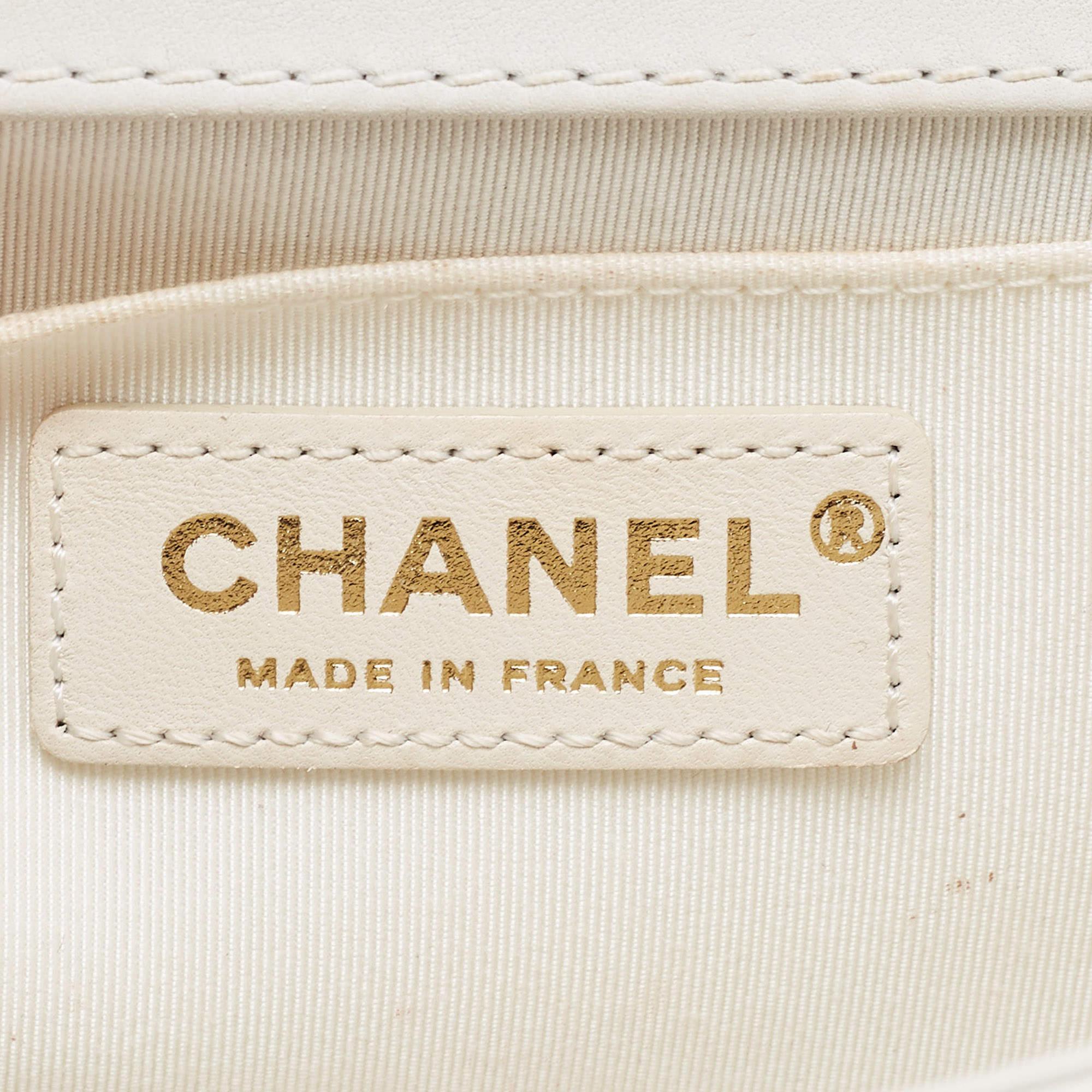 Chanel White Stitch Quilted Leather Medium Boy Flap Bag 7