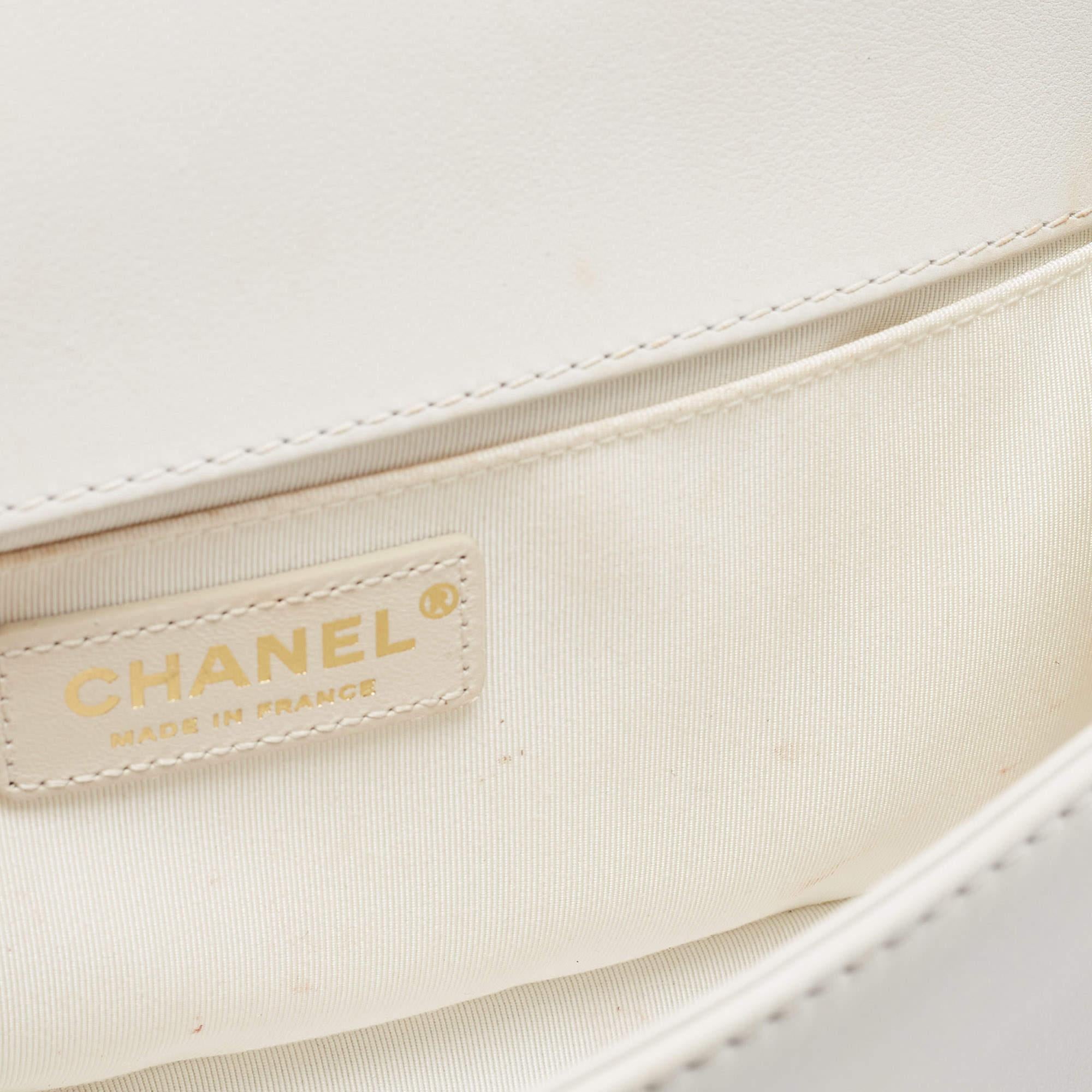 Chanel White Stitch Quilted Leather Medium Boy Flap Bag 8